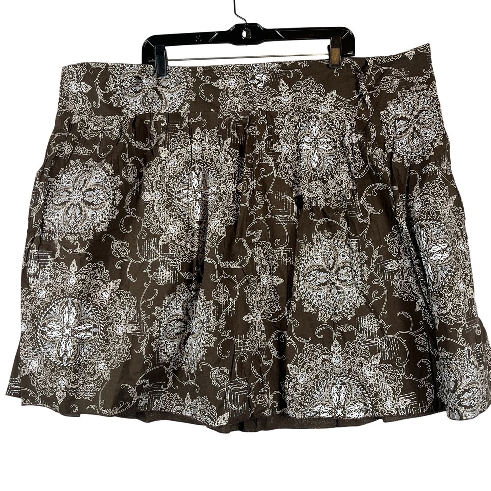 Boho Paisley Womens Plus Size 3X Mini Skirt Brown Festival Y2K Cottagecore Indie